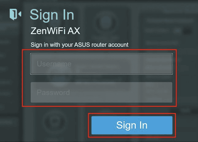 Anmeldebildschirm des ASUSWRT-Routers